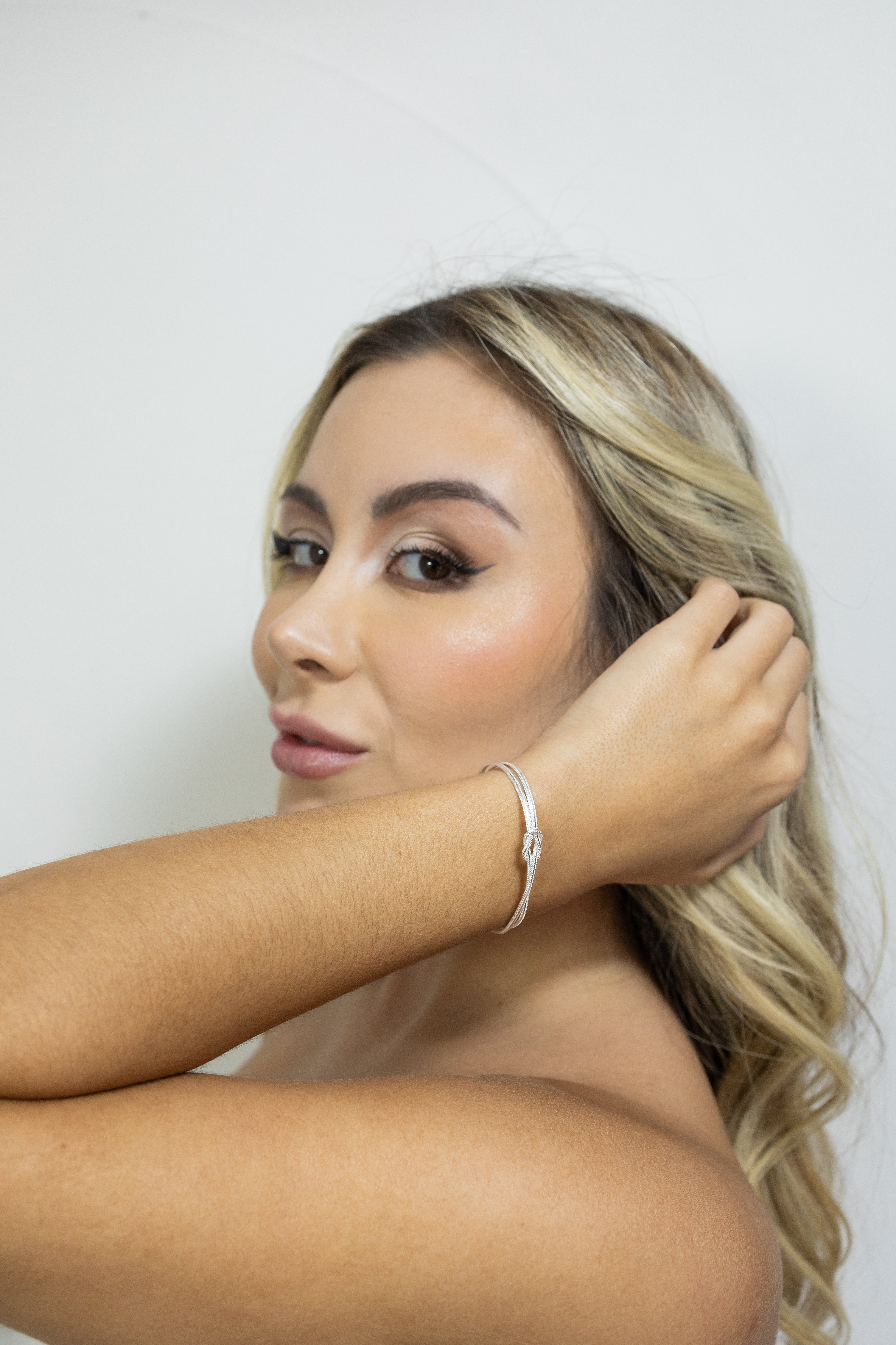 Pulseira Dois Fios Laminados em Prata 925