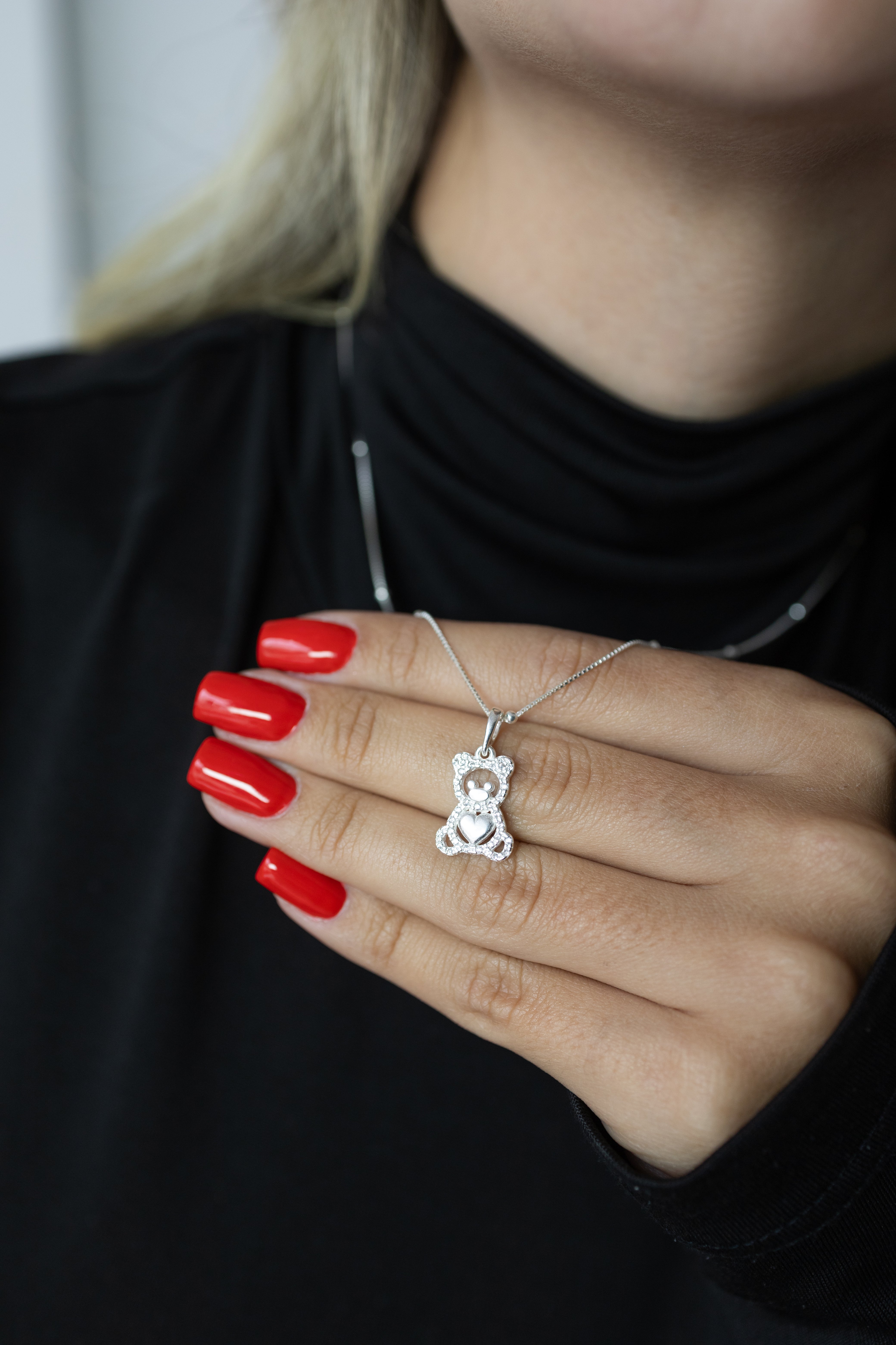 Conjunto Ursinhos Carinhosos em Prata 925 Cravejado com Zircônias Cristalinas